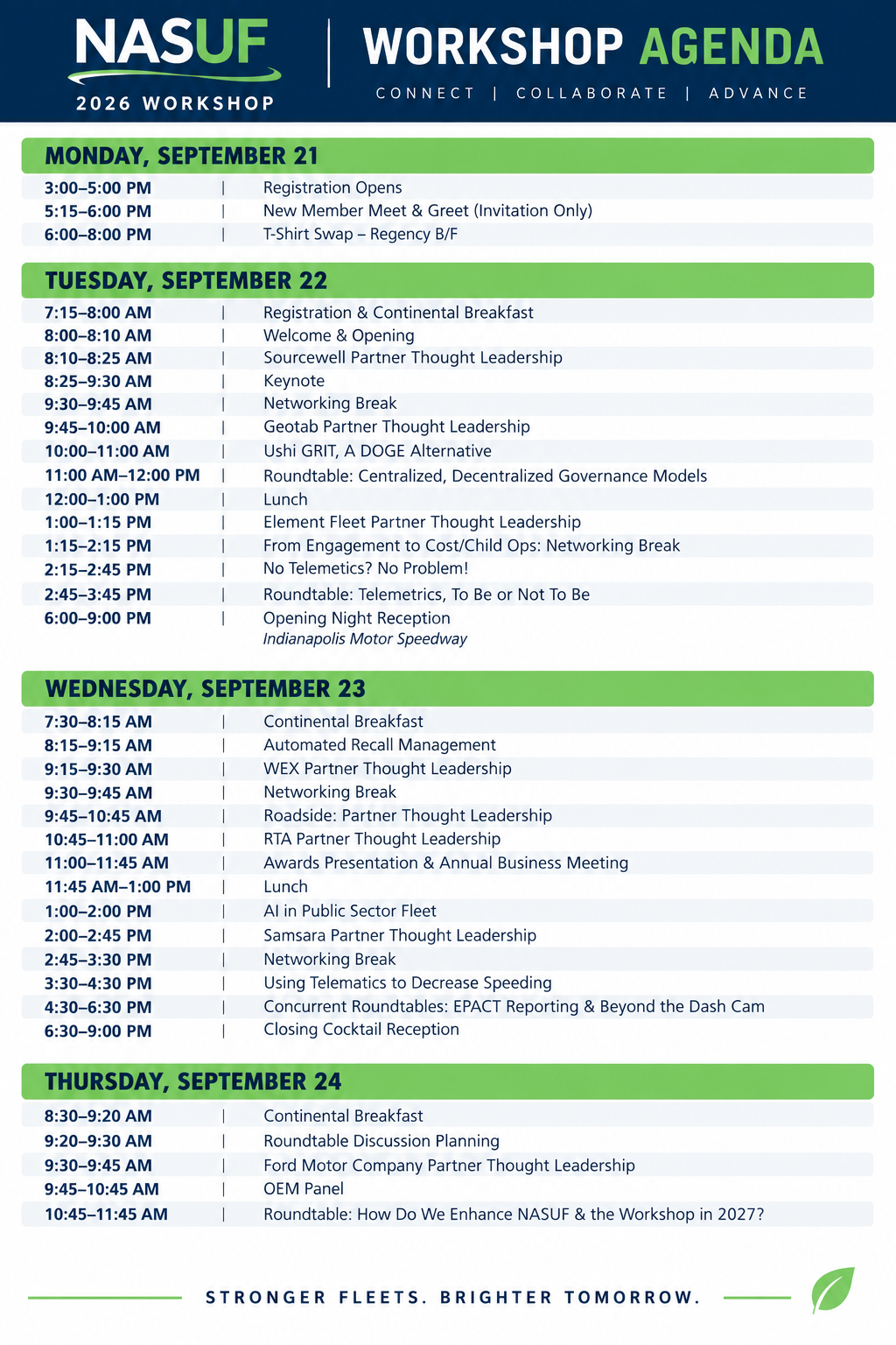 NASUF 2026 Workshop Agenda